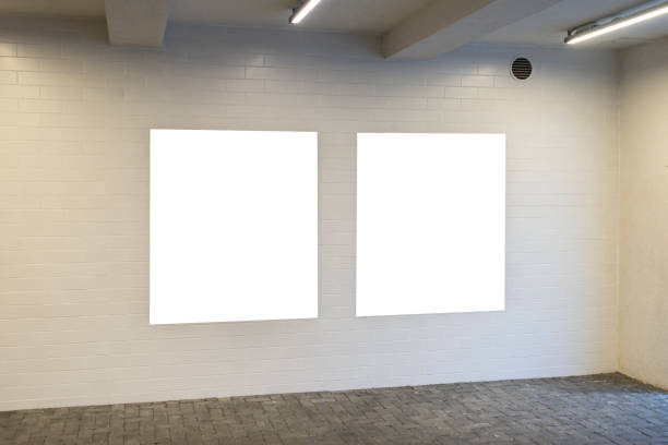 istock Mock up. Blank billboard, poster frame, advertising on white brick wall 1191473237