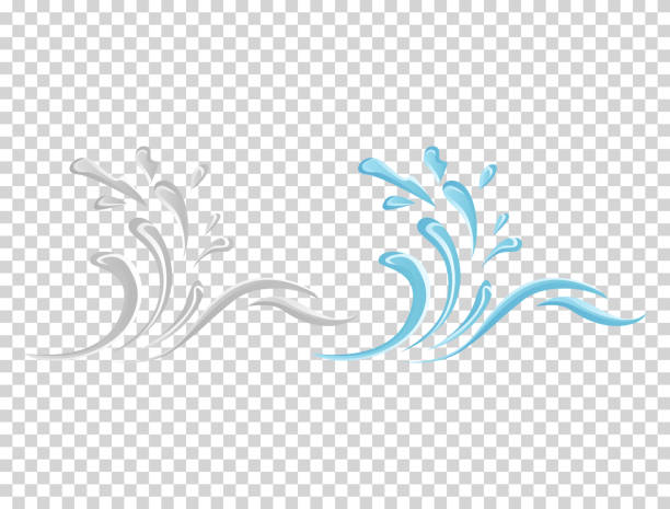 水とドロップアイコン - 青い波と水のスプラッシュ、動きベクトルイラストの自然の波状のシンボル - water wave drop splashing点のイラスト素材／クリップアート素材／マンガ素材／アイコン素材