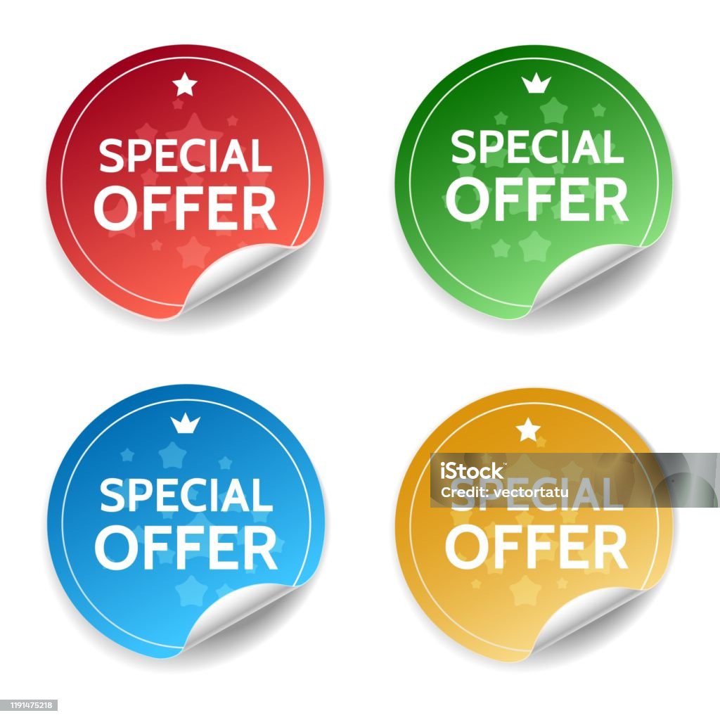 Round Offer Consumers Offer Round Stickers Stock Illustration - Download Image Now ...