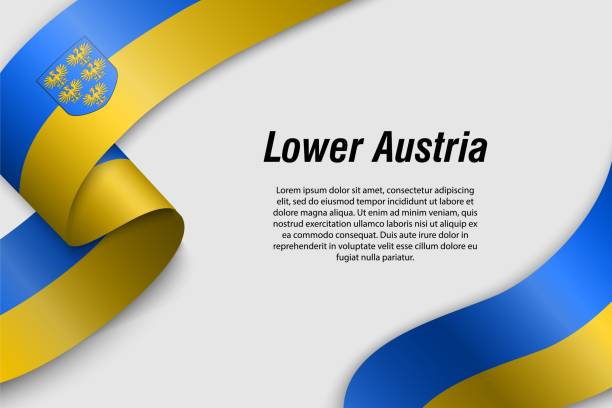 오스트리아 의 국기 상태와 리본 또는 배너를 흔들 - austria flag europe national flag stock illustrations