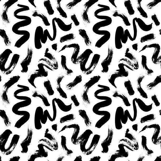 ilustrações de stock, clip art, desenhos animados e ícones de swirl and curly brush strokes seamless pattern. hand drawn vector ink illustration. painted abstract texture. - pattern illustration and painting backgrounds seamless