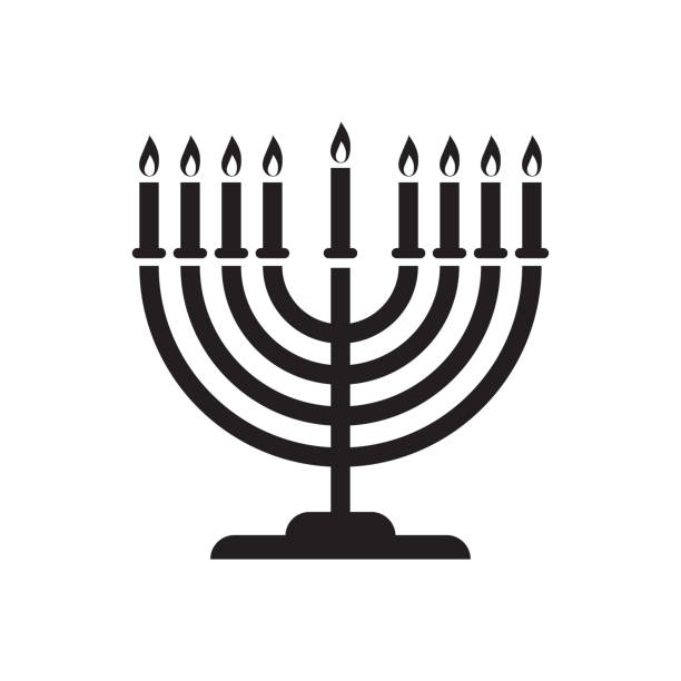 ханука менора можно было бы с девятью зажженными свечами - menorah stock illustrations