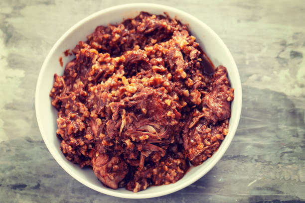istock rice with rabbit and sauce in dish 1191494410