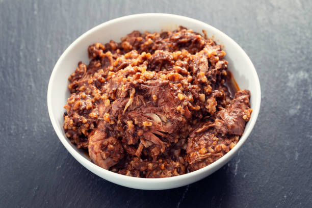 istock rice with rabbit and sauce in dish 1191494430