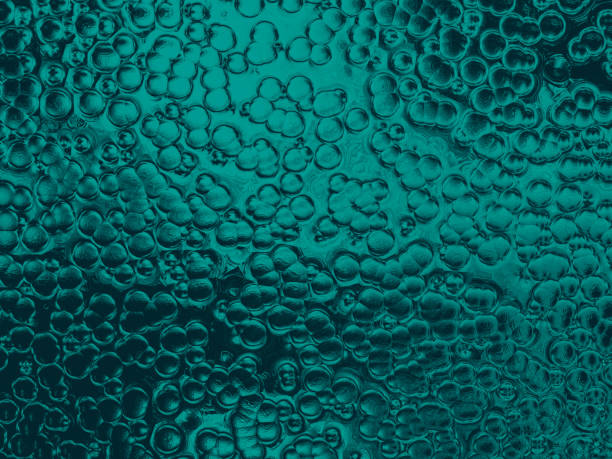 Neon Mint Green Liquid Bubble Pattern Drop Blob Dew Abstract Wet Shiny Texture Digitally Generated Image