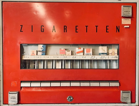East german vintage:  red cigarettes vending machine