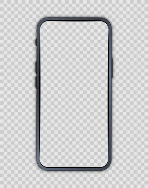 Vector illustration of Smartphone blank screen. Phone mockup. Cellphone frame with blank display. Vector mobile phone device concept. Realistic smartphone mockup