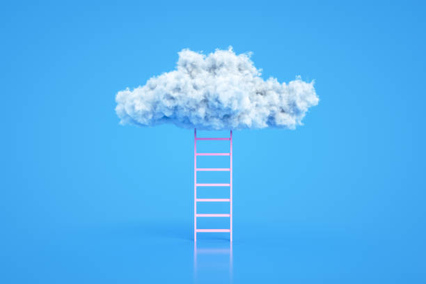 schody do chmur, drabina koncepcji sukcesu - ideas concepts ladder cloud zdjęcia i obrazy z banku zdjęć