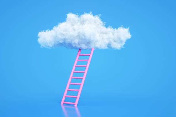 scale per le nuvole, ladder of success concept - ideas concepts ladder cloud foto e immagini stock