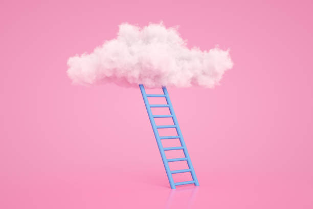 scale per le nuvole, ladder of success concept - ideas concepts ladder cloud foto e immagini stock