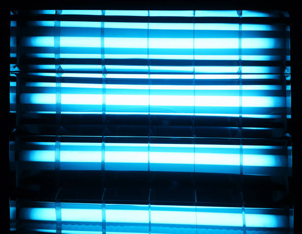 istock Horizontal blue neon lamps texture background 1191512485