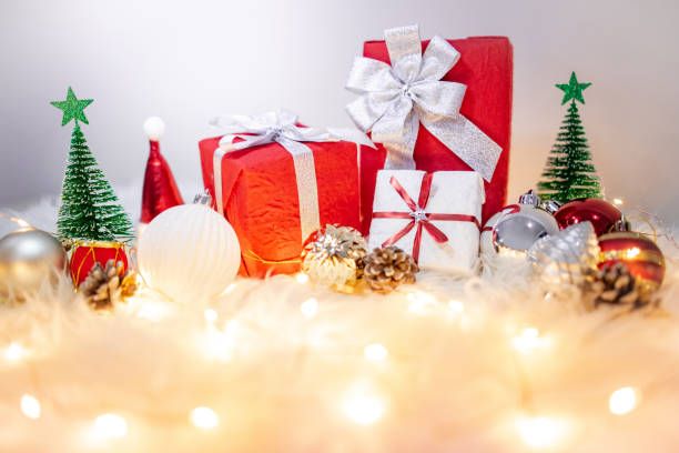 istock Christmas decoration on hairy carpet 1191513179