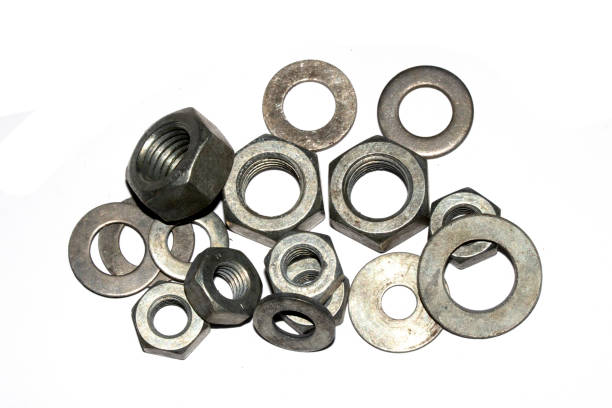 istock Collection of Old Bolt, Screws, Nuts Engineering Metal Tools on White Background 1191515204