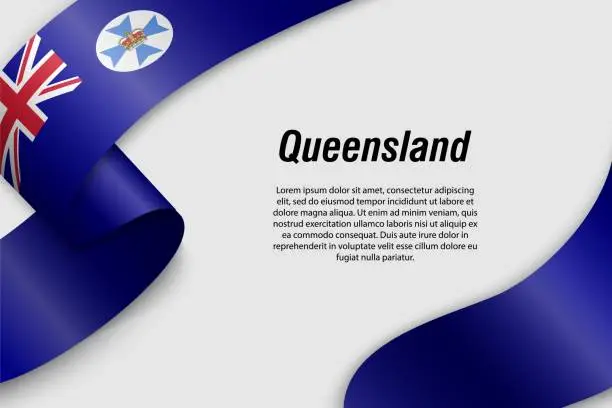 Vector illustration of Waving ribbon or banner with flag State of Australia