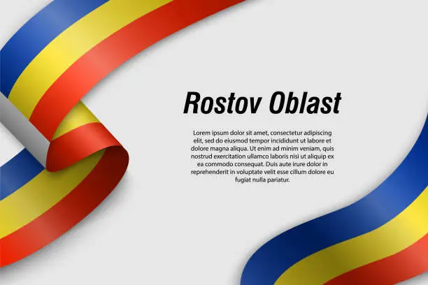 Vector illustration of Waving ribbon or banner with flag Region of Russia