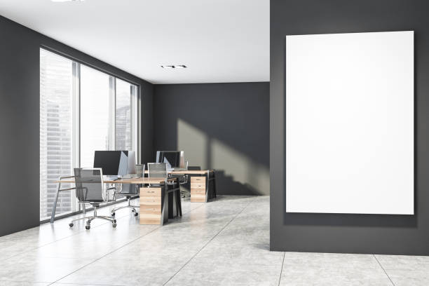 istock Gray consulting company office with poster 1191521100