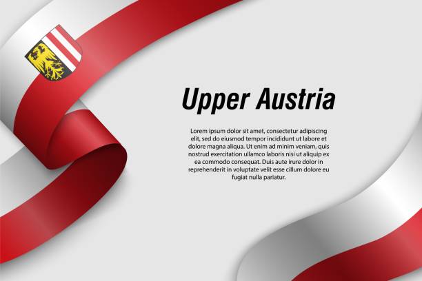 ilustrações de stock, clip art, desenhos animados e ícones de waving ribbon or banner with flag state of austria - áustria alta