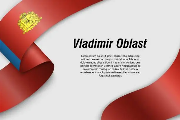 Vector illustration of Waving ribbon or banner with flag Region of Russia