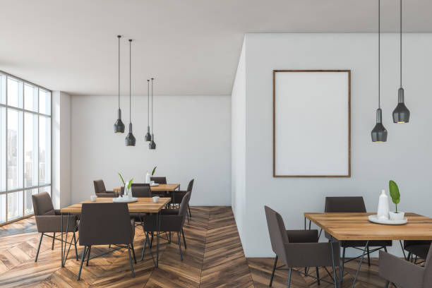 istock White stylish cafe interior with poster 1191522754