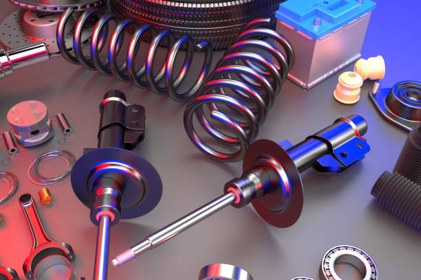 istock Passenger car Shock Absorber with dust cap, buffer mounting and strut mounting. 3D rendering. 1191522840