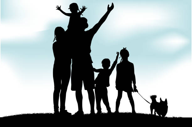 vektor-silhouette der familie. - vector nature cheerful son stock-grafiken, -clipart, -cartoons und -symbole