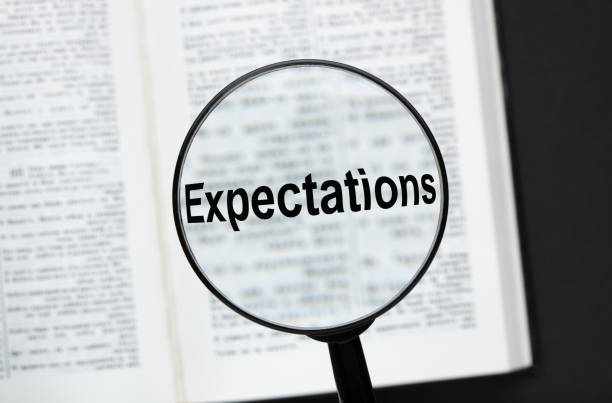 Expectations Search Magnifying Glass stock photo