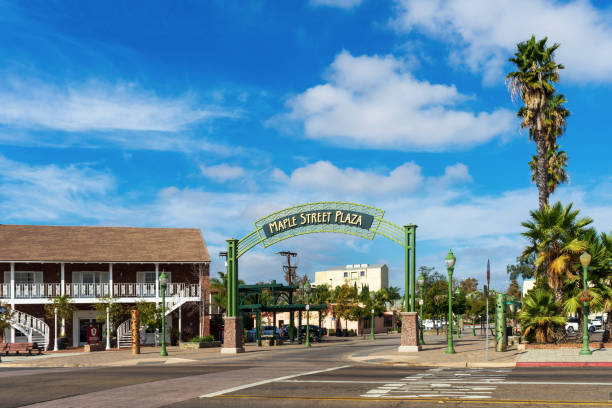 Maple Street Plaza in Escondido, California stock photo