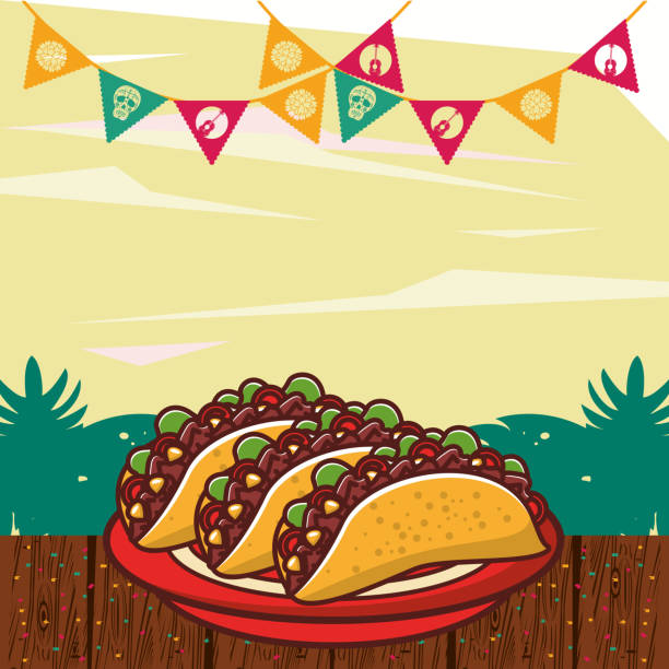 istock delicious tacos mexican food with garlands 1191527732