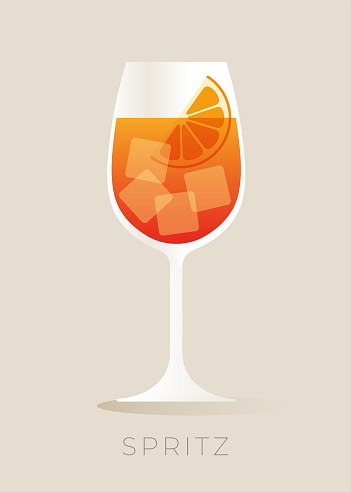 Spritz Cocktail with Orange Slice. stock illustration