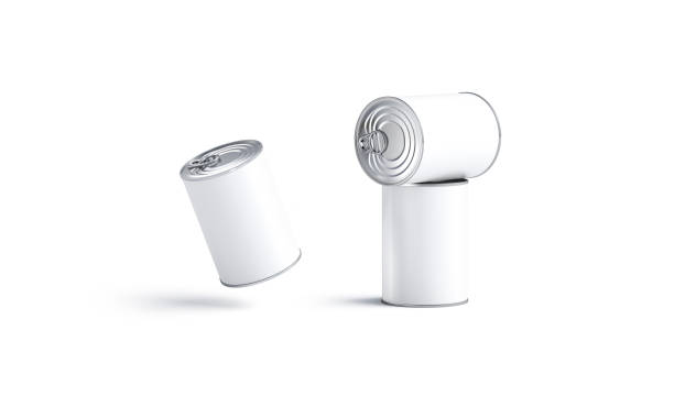 istock Blank white big conserve can mockup, stand and no gravity 1191535100