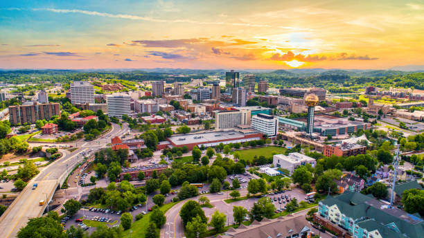 Knoxville, Tennessee, USA Downtown Skyline Aerial Knoxville, Tennessee, USA Downtown Skyline Aerial. tennessee photos stock pictures, royalty-free photos & images
