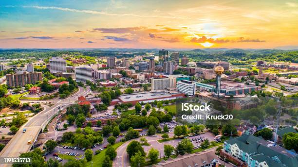 Knoxville Tennessee Usa Downtown Skyline Aerial Stock Photo - Download Image Now - Knoxville - Tennessee, Tennessee, Urban Skyline