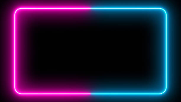 istock Flickering neon frame on an isolated black background. Ultraviolet modern light neon spectrum. Rectangle with rounded edges. 3d illustration 1191538048
