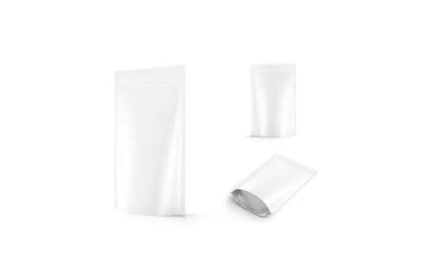 Photo of Blank blank plastic pouch mock up, different views