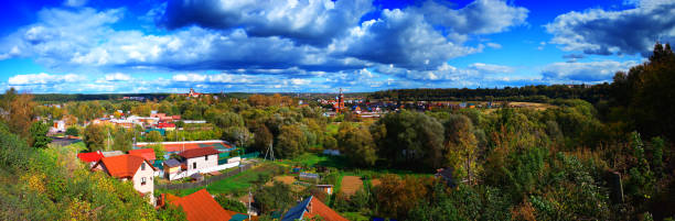 istock Dramatic panorama of classic Russian town background 1191539436
