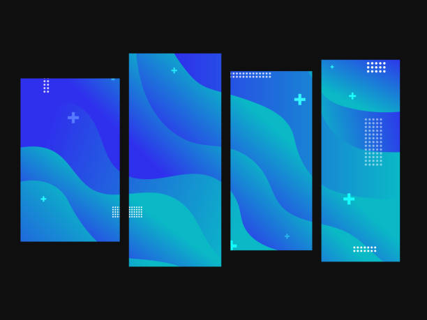 istock Abstract fluid shapes background. Blue duotone layout with geometric shapes 1191539463