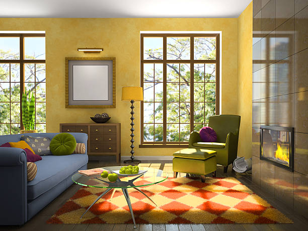 istock Living-room with fireplace 119155054