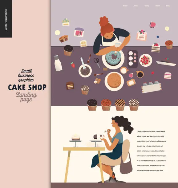 Vector illustration of Cake shop - small business illustrations -landing page design template