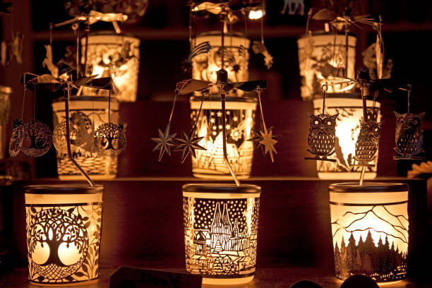 istock Candle holders at a Christmas market stall 1191552812