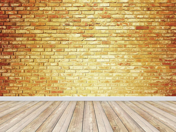istock Brick wall interior background with a wooden floor 1191556759