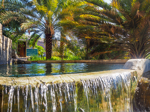 Swimming pool in the Palm Grove of the village of Misfat Al Abreyeen in Oman