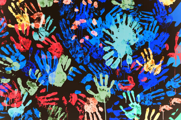 Hand prints of child isolated on a white background
