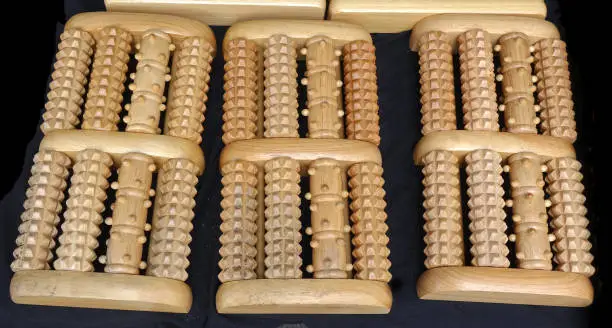 Chinese wooden rollers for foot massage and acupressure