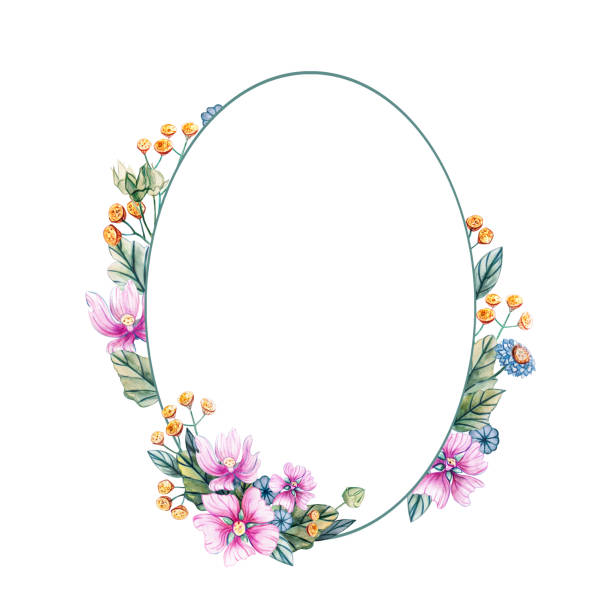 istock Frame for a wedding with watercolor flowers. 1191566783