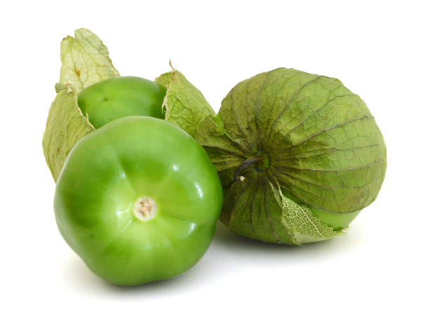 istock Three tomato tomatillos fruits isolated on white background 1191566933