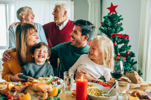 istock Three generation family christmas portrait. 1191567825