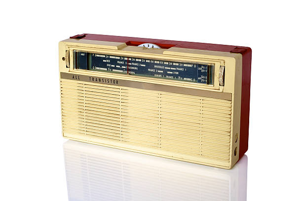 Old vintage transistor radio on the table
