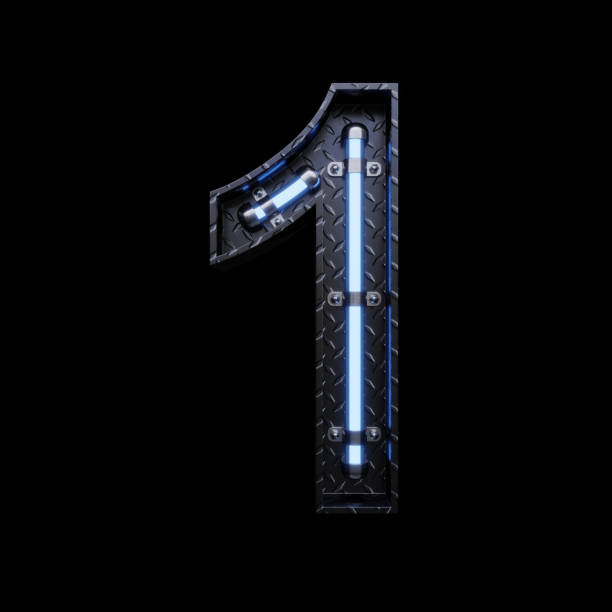 istock Neon Light Letter 1 with blue neon lights. 1191574828
