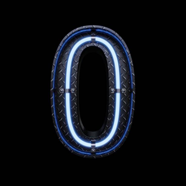 istock Neon Light Letter 0 with blue neon lights. 1191574837