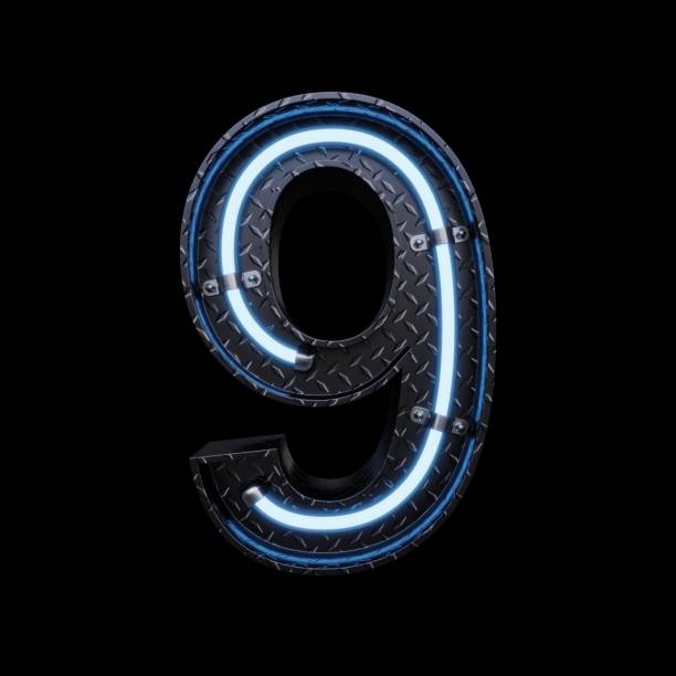 istock Neon Light Letter 9 with blue neon lights. 1191574861